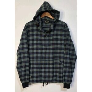 Vermont Flannel Co Hoodie Men S Blue USA Made Plaid Organic Cotton Pullover‎